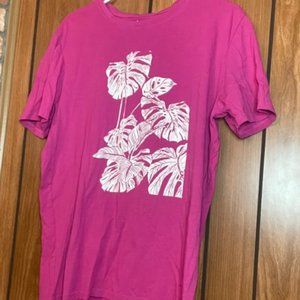 pink shirt with leaf design size small